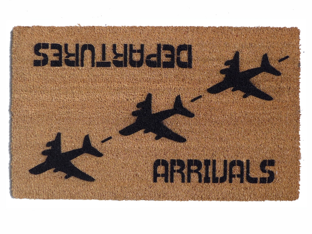 Arrival/ departure funny airline aviation doormat | Damn Good Doormats