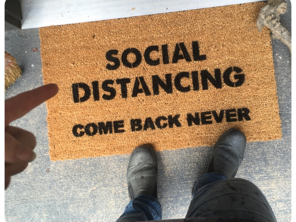 social distancing come back never funny rude go away coir doormat