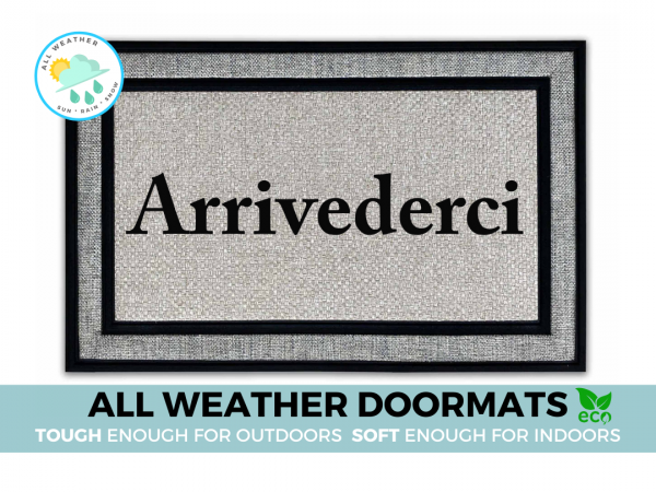 Arrivederci, Italian See you later on an eco-friendly outdoor doormat