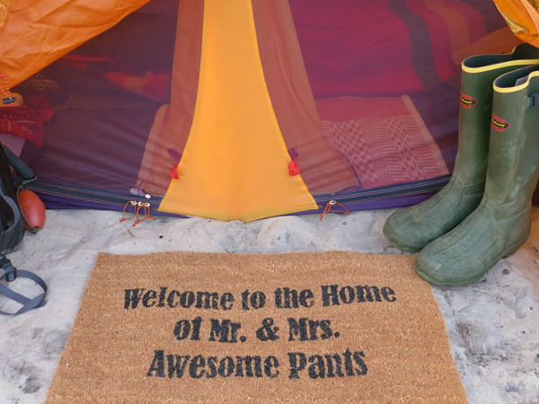 AWESOME Welcome to the Home of Mr. & Mrs. AWESOME Pants doormat