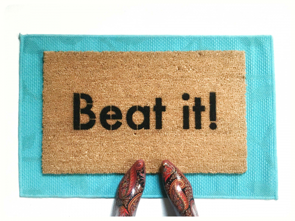 Beat it! Funny Micheal Jackson go away mat from Damn Good Doormats