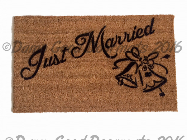Just Married wedding bells doormat