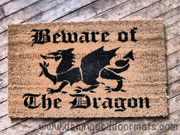 Beware of the Dragon medieval doormat