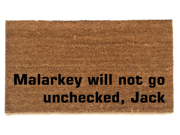 Biden blue wave doormat reading malarkey will not go unchecked coir doormat