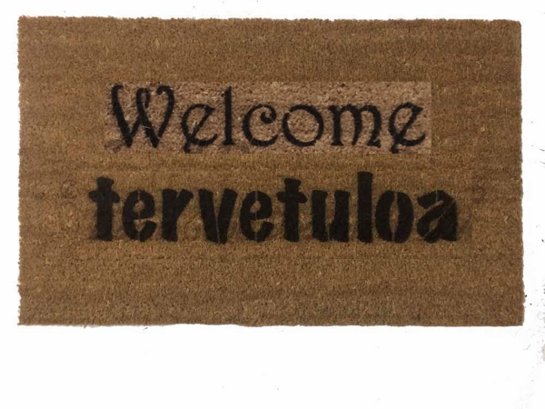 Bilingual English tervetuloa Finnish-  welcome in doormat