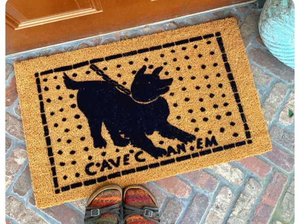 cave canem pompeii mosaic beware of dog coir doormat
