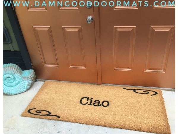 doublewide extra large french doors Ciao Italian welcome doormat