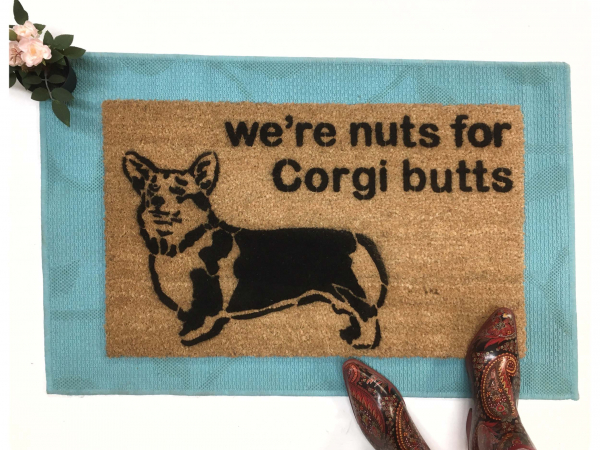 corgi butts nuts welsh dog lover cute funny damn good doormat.jpg