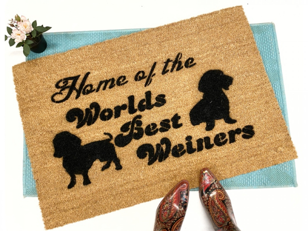 home of World's best weiner daschund dog lover doormat