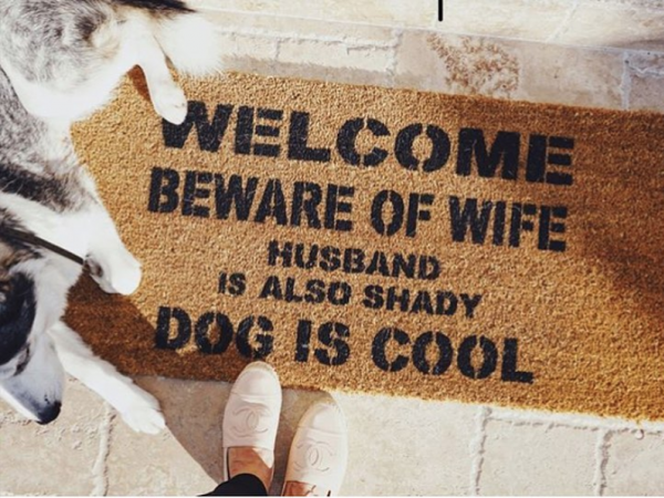 beware of wife dogs pets kids shady DOG is cool funny rude doormat