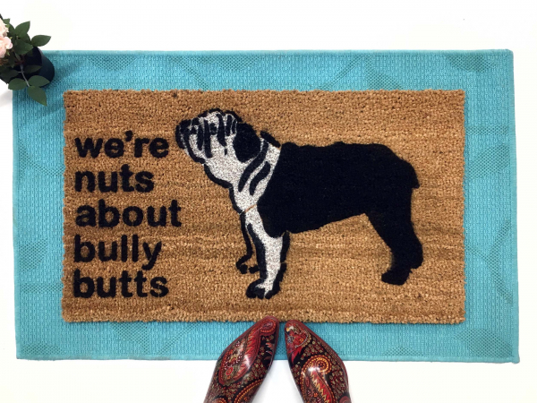 english bulldog dog pet portrait doormat