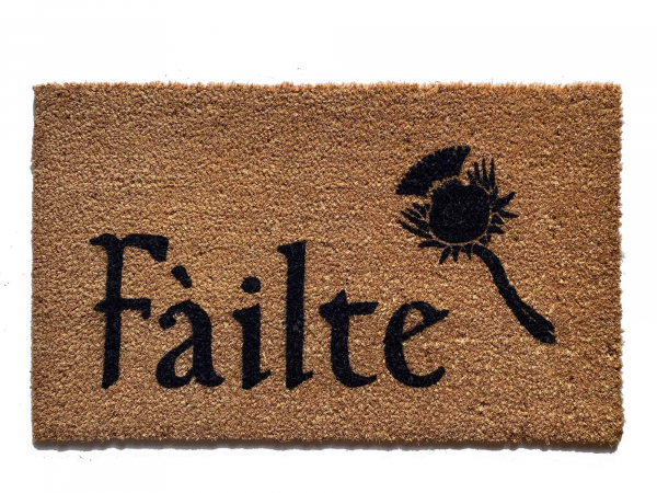 Scottish Fáilte and thistle or Irish Harp doormat St Patricks day decor