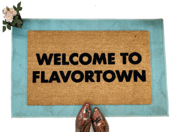 Welcome to Flavortown Guy Fieri doormat funny BBQ welcome new house gift