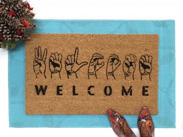 ASL American Sign Language Deaf culture Welcome doormat