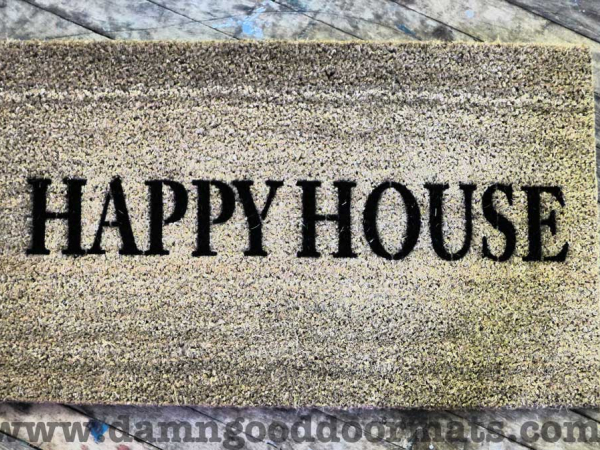 happy house welcome cosy home doormat
