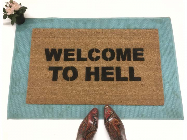Welcome to Hell doormat gothic home decor