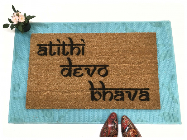 Hindu atithi devo bhava Guests are God Welcome Yoga mat
