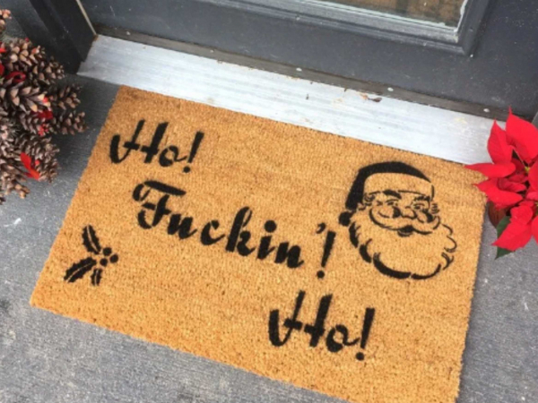 Ho Fuckin Ho™ f bomb Christmas Santa doormat