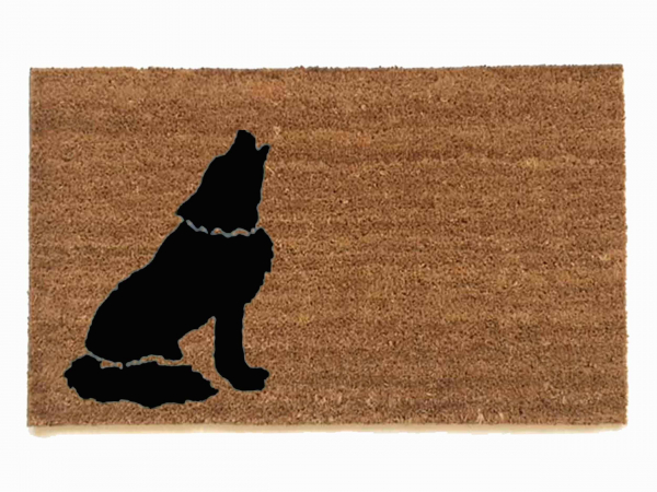 howling wolf Southwest style Farmhouse decor outdoor coir doormat