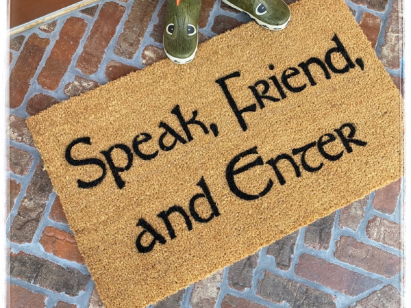 Tolkien  Speak, Friend, and Enter doormat shire JRR Tolkien quote nerdy doormat