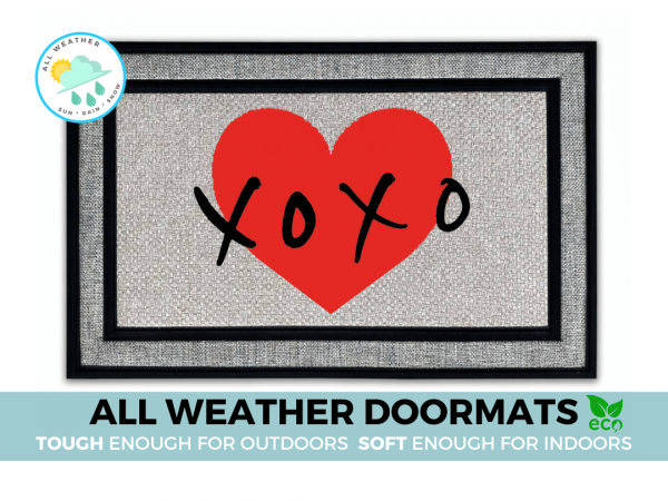 Valentine's Day Hugs and Kisses indoor outdoor all-weather doormat