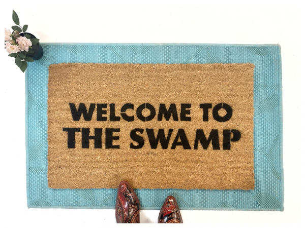 Welcome to THE SWAMP dump trump doormat drain the swamp political humor doorma