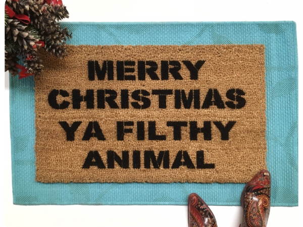 Merry Christmas YA Filthy Animal funny Home Alone doormat