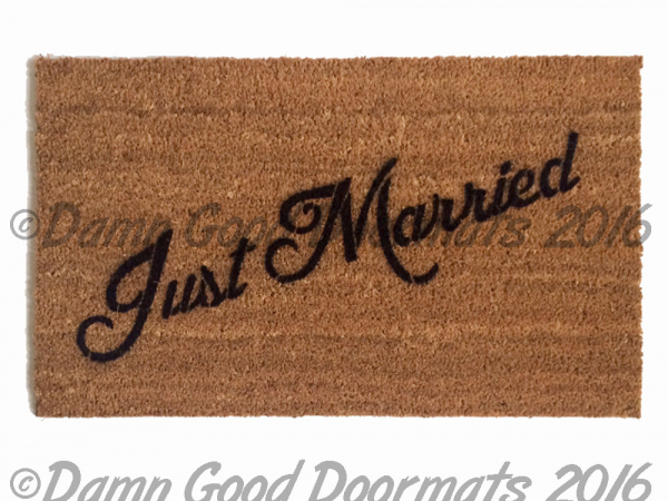 Just Married wedding bells doormat