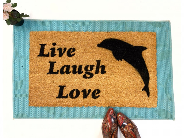 LIVE LAUGH LOVE dolphin doormat