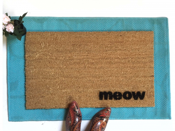 meow cat lover outdoor coir damn good doormat