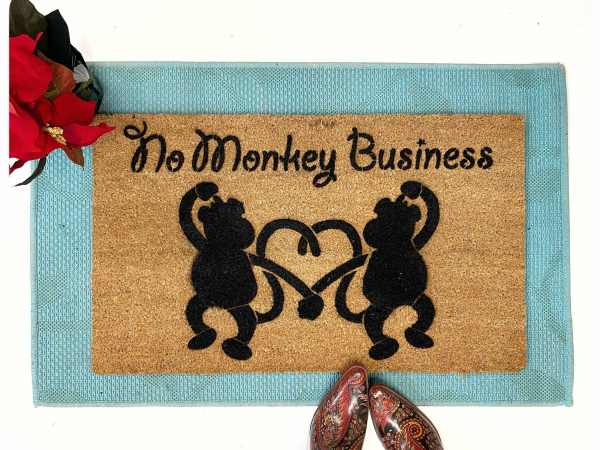 No Monkey Business funny welcome doormat