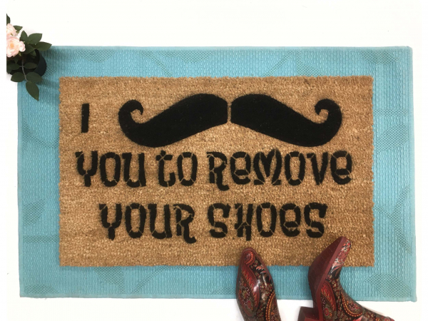 I mustache you to remove your shoes doormat