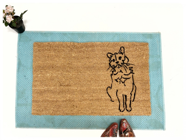 cat pet portrait drawing damn good doormats