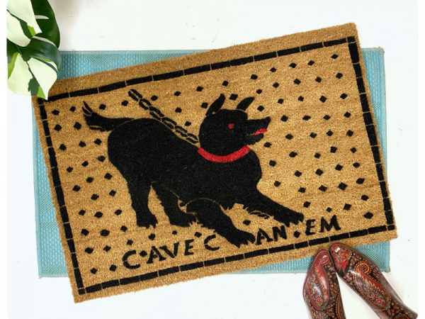 cave canem pompeii mosaic beware of dog coir doormat