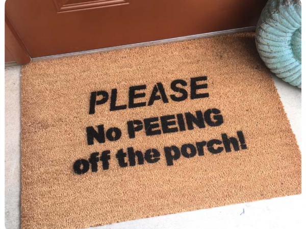 please no peeing off the porch boys house funny rude doormat