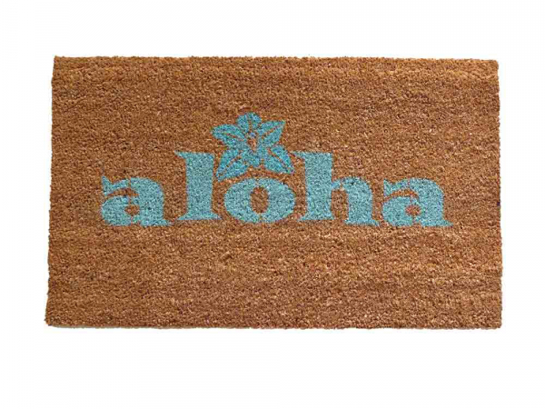 aloha tiki doormat welcome aqua paint on natural coir doormat