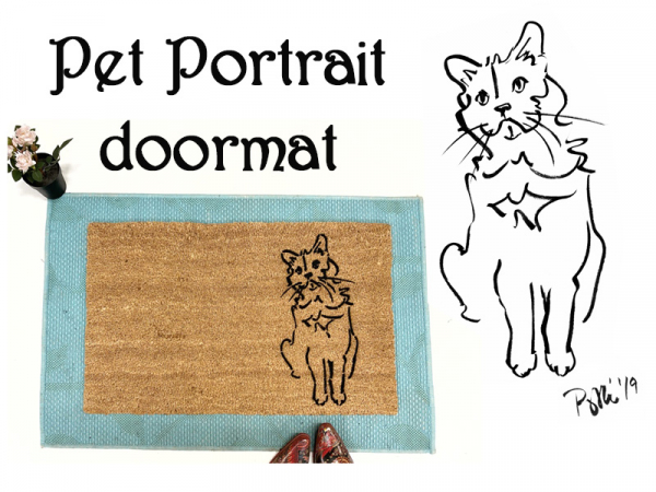 Custom Personalized pet portrait doormat