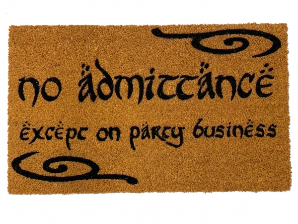 no admittance except on party business Tolkien Hobbit Lotr doormat
