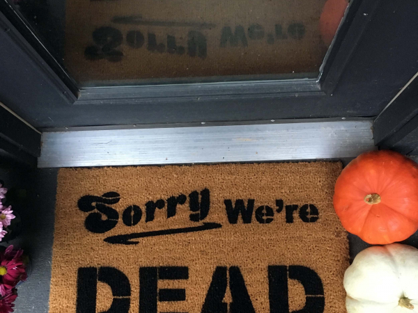 Sorry we're DEAD Halloween Zombie doormat