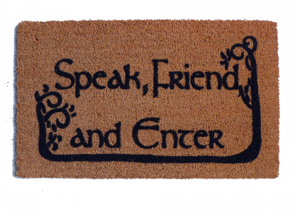 COMMAS JRR Tolkien Speak, Friend, and Enter with TREES nerd doormat