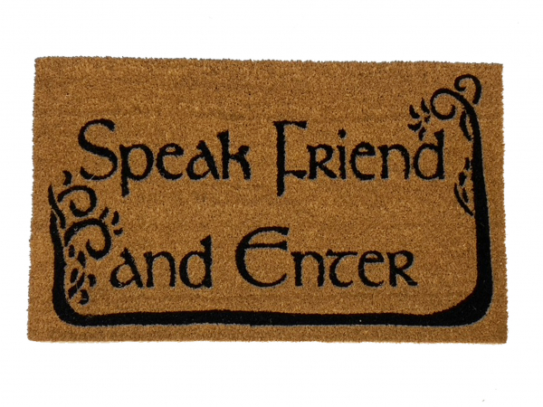Speak, Friend, and Enter Tolkien quote nerdy doormat lord of the rings
