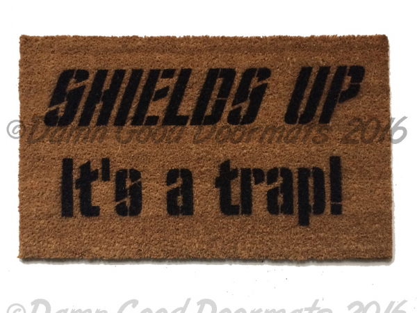 Shields up- it's a trap! Star Trek doormat NEW! Captain Kirk geek stuff