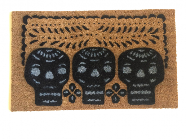 Halloween sugar skulls Mexican Papel Picado Day of the Dead doormat