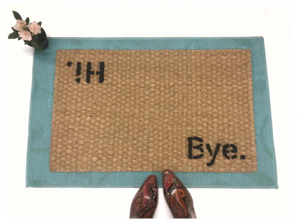 block letter hi bye welcome mat doormat