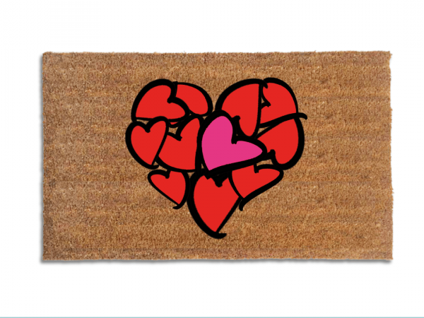 valentines day heart pink red coir outdoor damn good doormat