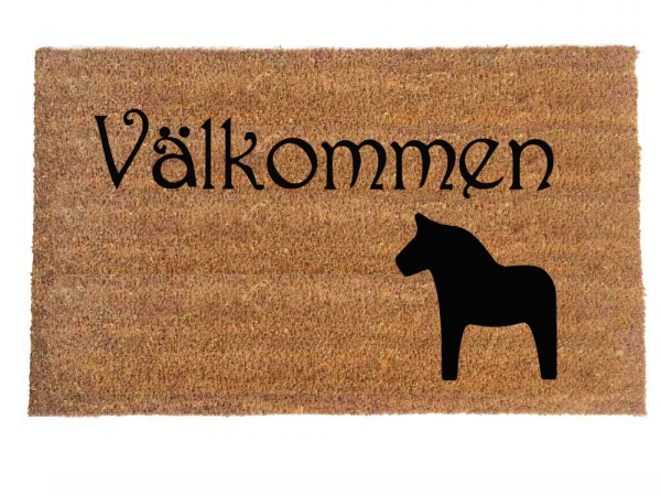 Välkommen!! This Scandanavian decor doormat is Swedish for Welcome