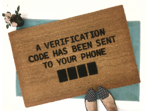 Verification code doormat funny computer phone nerd