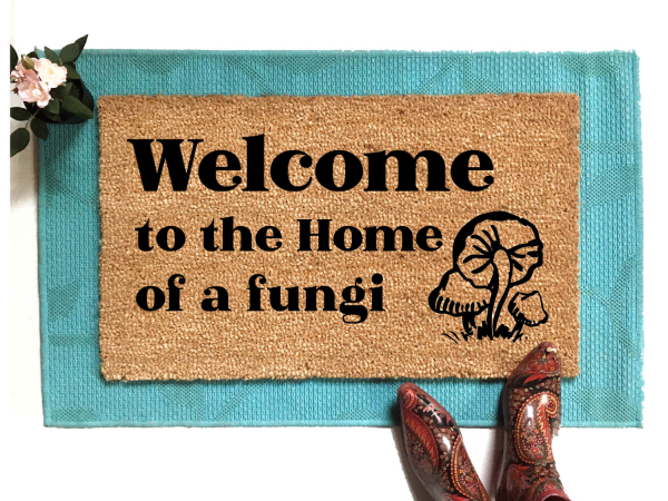 Welcome to the home of a fungii funny eco friendly cottage core doormat