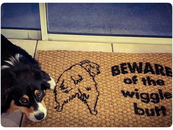 Beware of the Wiggle Butt ™ Australian Shepard doormat