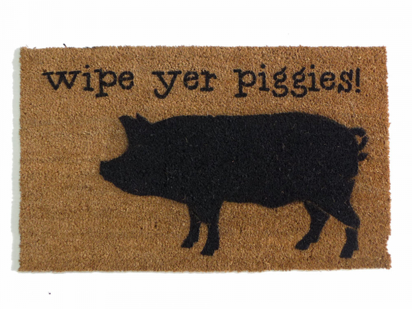 wipe your piggies barnyard farm pig damn good doormat